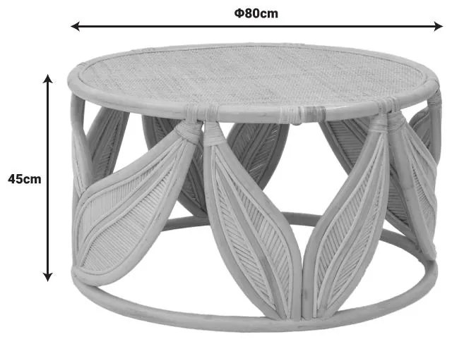 Τραπέζι σαλονιού Siderty rattan pe σε φυσική απόχρωση Φ80x45εκ