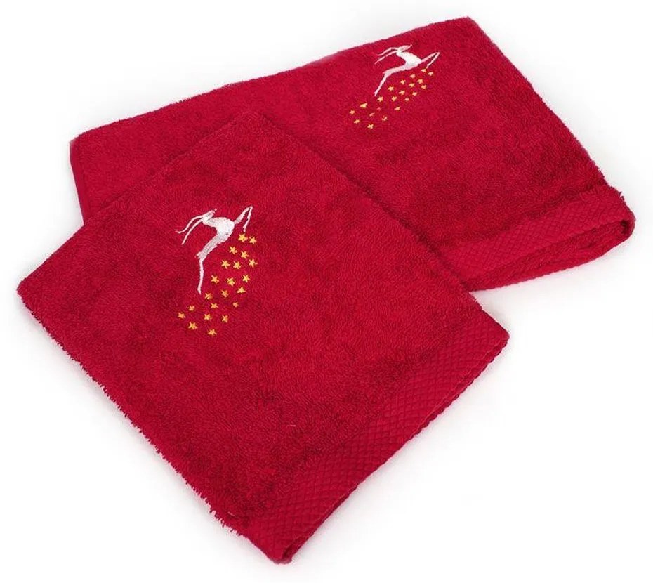 Πετσέτες Χριστουγεννιάτικες Reindeer (Σετ 2τμχ) Red DimCol Towels Set 50x90cm