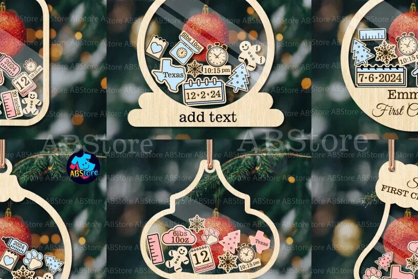 Σετ των 2 Intra απο ξύλο plywood  Χρώμα wenge 3mm-4mm πάχος - Πρώτο χριστουγεννιάτικο στολίδι Δίασταση 6x6 cm INTRAFABR-102216225