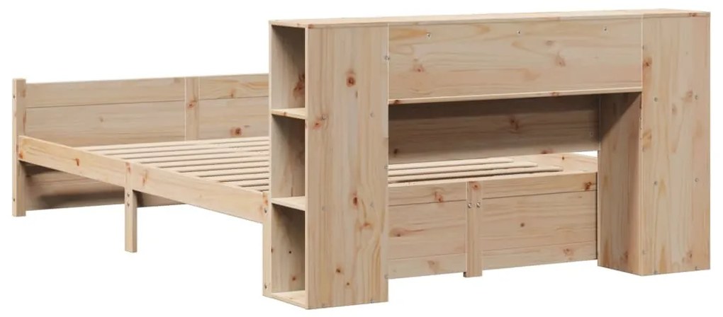 vidaXL Κρεβάτι Βιβλιοθήκη Χωρίς Στρώμα 135x190 εκ Μασίφ Ξύλο Πεύκου