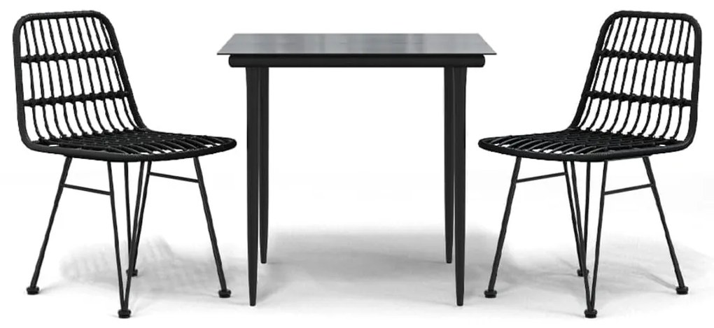 vidaXL Σετ Επίπλων Bistro Κήπου 3 τεμ. από Μαύρο Συνθετικό Ρατάν