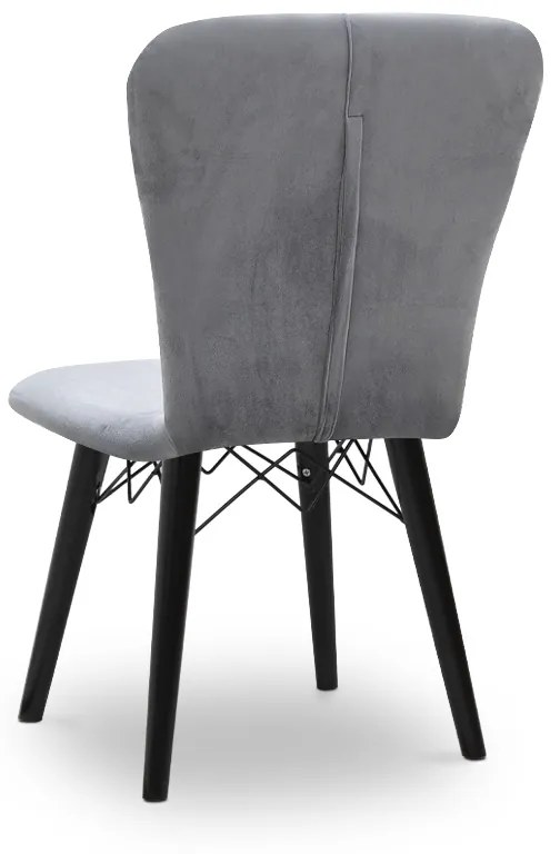 Καρέκλα τραπεζαρίας Palmira Megapap από βελούδο χρώμα γκρι - μαύρο πόδι 47x44x88εκ. - Βελούδο - GP044-0002,6