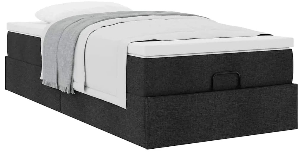 vidaXL Οθωμανικό κρεβάτι με στρώμα Μαύρο 100x200cm Ύφασμα