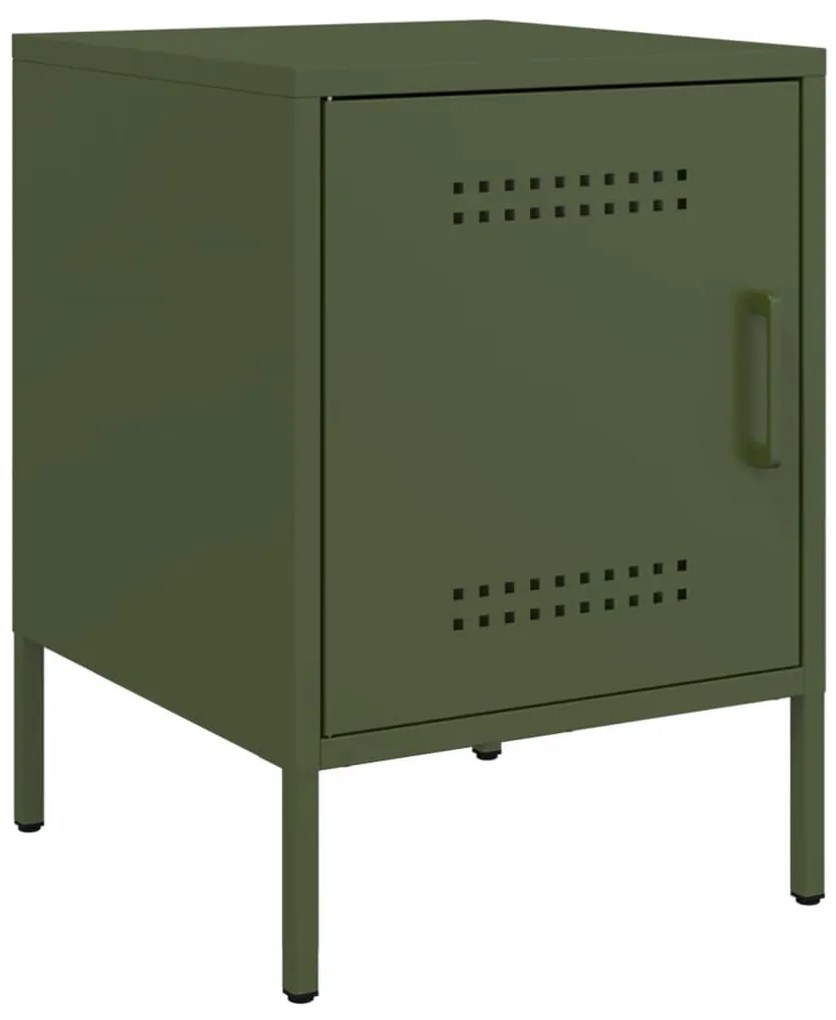 vidaXL Κομοδίνα 2 τεμ. Πράσινο Λαδί 36x39x50,5 εκ. από Χάλυβα