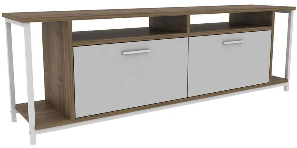 Έπιπλο Τηλεόρασης Omar 322RTC2163 160x35x50,8cm White-Walnut