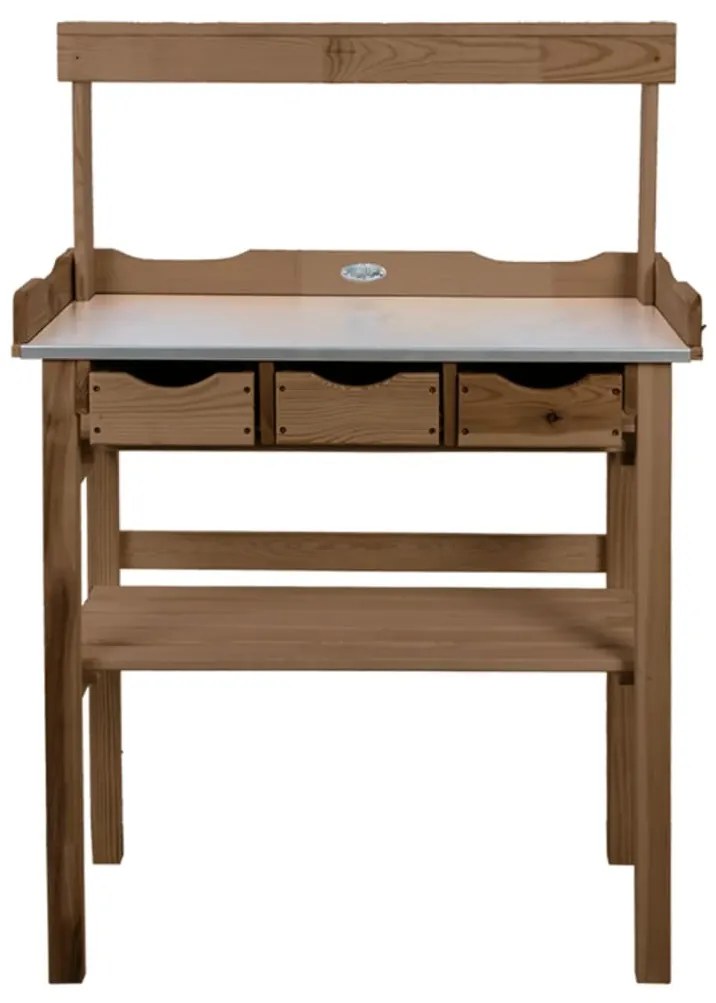 Esschert Design Τραπέζι Κηπουρικής Καφέ με Συρτάρι και Ράφι