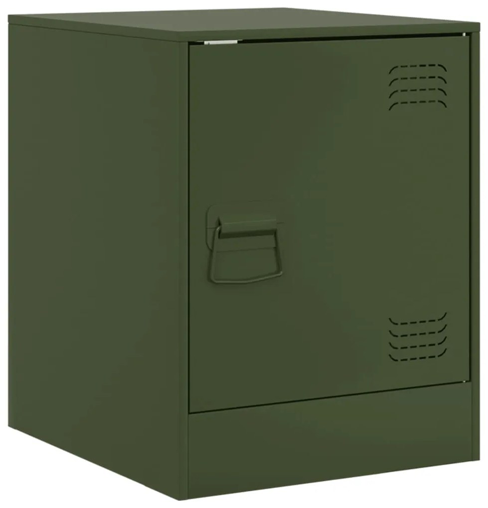 vidaXL Κομοδίνα 2 τεμ. Πράσινο Λαδί 34,5x39x44 εκ. από Χάλυβα