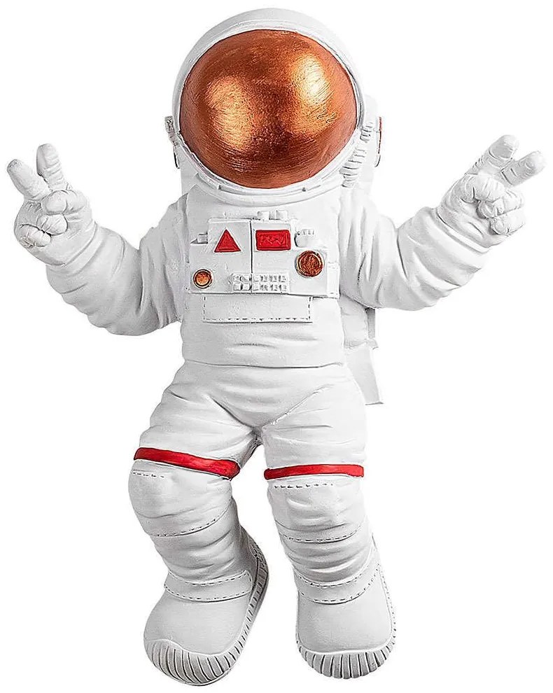Διακοσμητικό Τοίχου Peace Sign Astronaut 565TNL1173 35x10x47cm White-Bronze Wallity Πολυέστερ