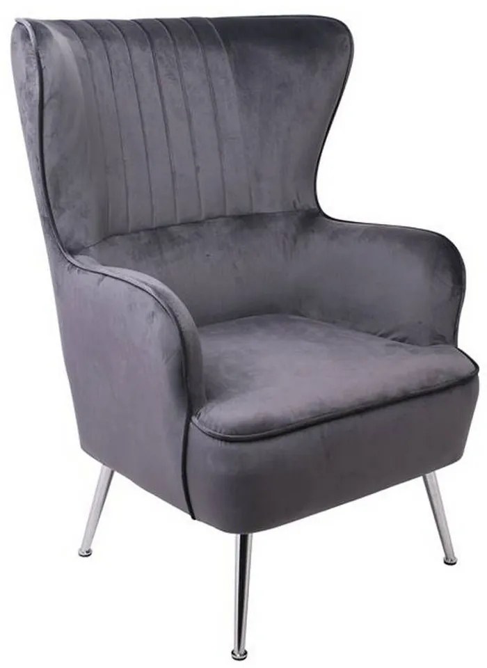 Πολυθρόνα Croma Grey Velure Ε7138,7 76x80x104cm Velvet, Metal
