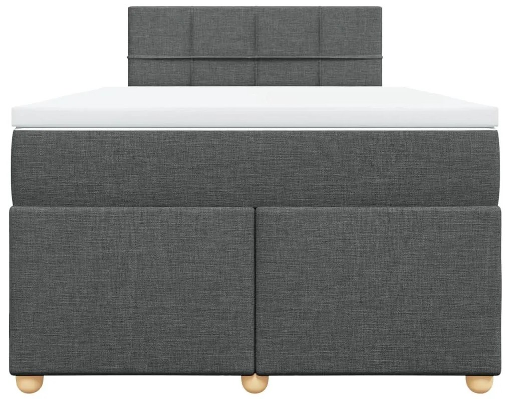 Κρεβάτι Boxspring με Στρώμα Σκούρο Γκρι 120x200 εκ. Υφασμάτινο - Γκρι