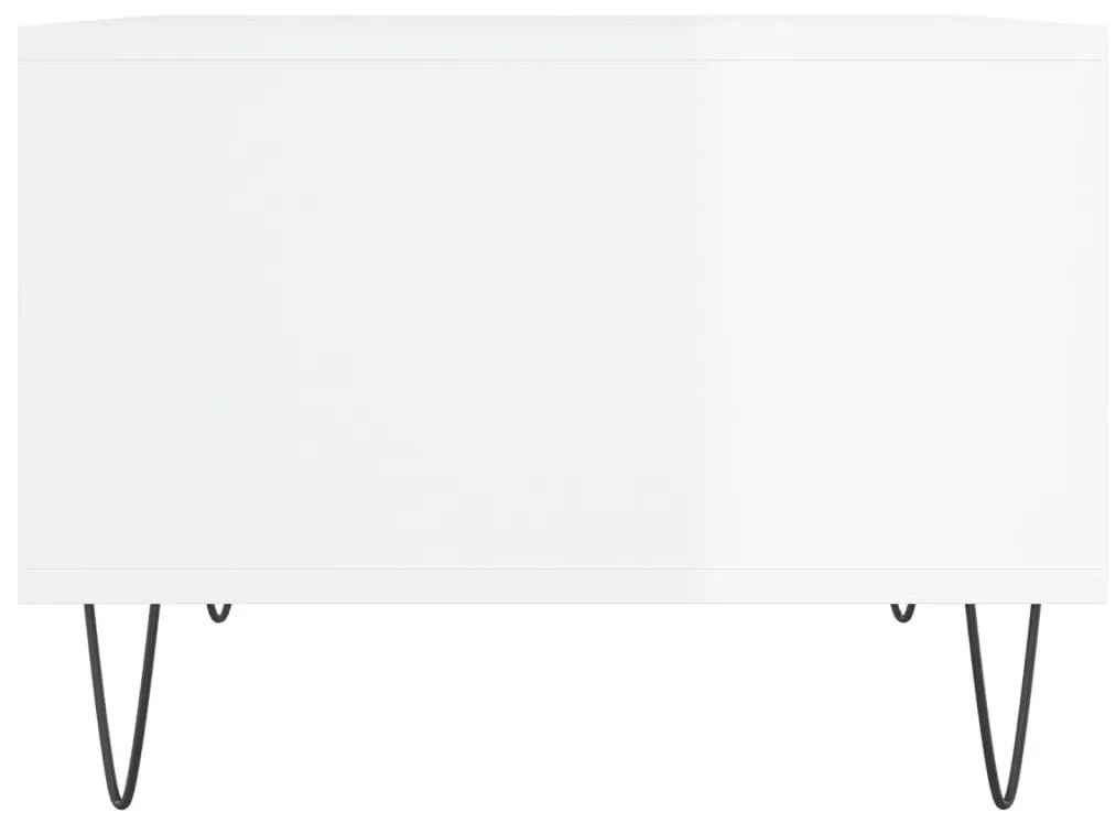 Τραπεζάκι Σαλονιού Γυαλ. Λευκό 60x50x36,5 εκ. Επεξεργ. Ξύλο - Λευκό
