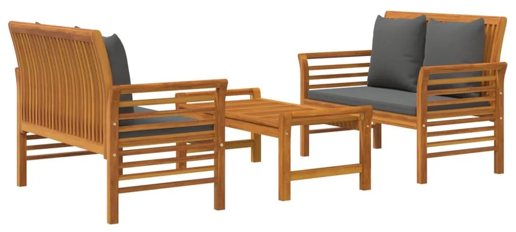 vidaXL Σαλόνι Κήπου Σετ 3 Τεμαχίων με Μαξιλάρια από Μασίφ Ξύλο Ακακίας