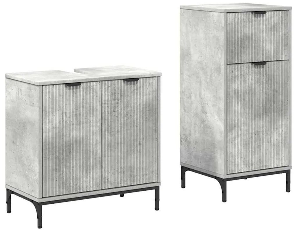 vidaXL Σετ Επίπλων Μπάνιου με συρτάρι με ράφι 2 pcs Σκυρόδεμα Γκρι