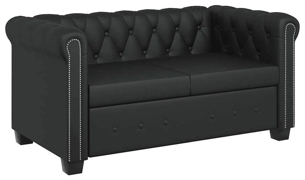 vidaXL Καναπέδες Chesterfield Διθέσιος + Τριθέσιος Μαύρο Συνθ. Δέρμα