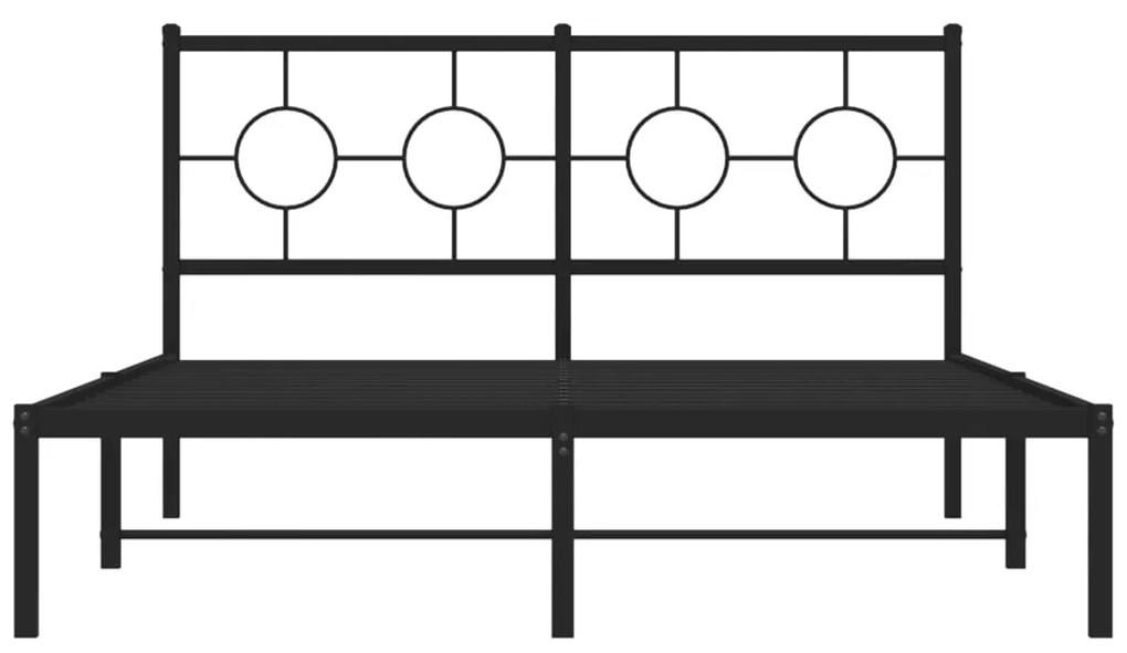 vidaXL Πλαίσιο Κρεβατιού με Κεφαλάρι Μαύρο 140 x 190 εκ. Μεταλλικό