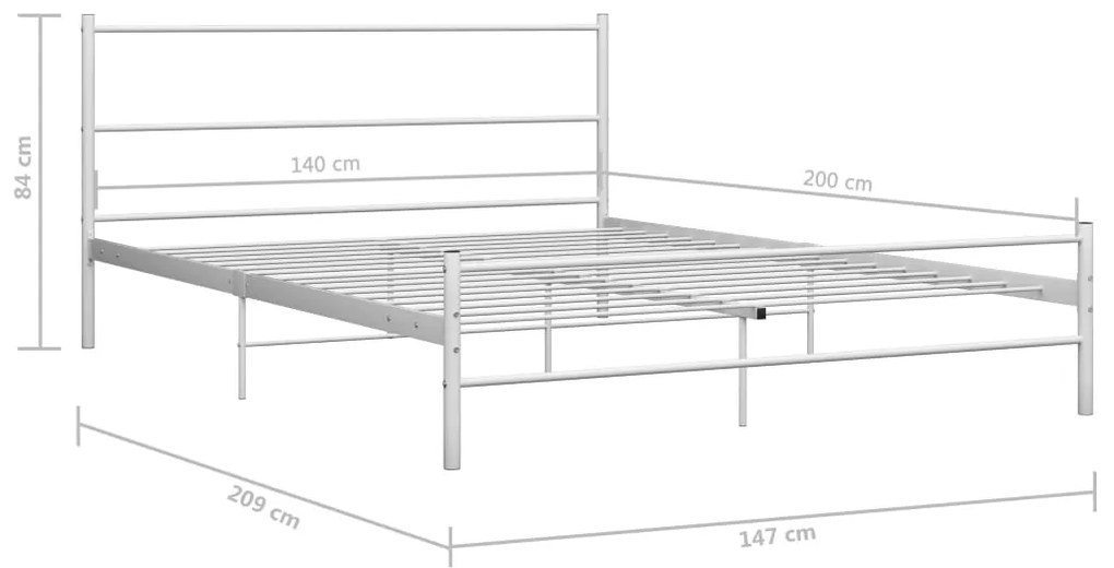 vidaXL Πλαίσιο Κρεβατιού Λευκό 140 x 200 εκ. Μεταλλικό