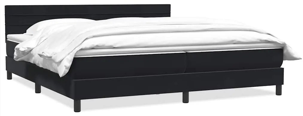 Κρεβάτι Boxspring με Στρώμα Μαύρο 180x210 εκ. Βελούδινο - Μαύρο