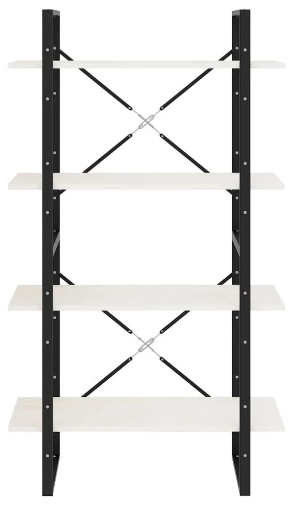 Βιβλιοθήκη με 4 Ράφια Λευκή 80 x 30 x 140 εκ. Μασίφ Ξύλο Πεύκου - Λευκό