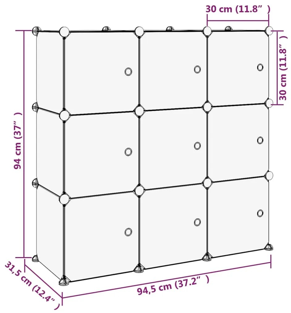 Κύβοι Αποθ. &amp; Οργάνωσης με Πόρτες 9 τεμ. Διάφανοι Πολυπρ/λένιο - Διαφανές