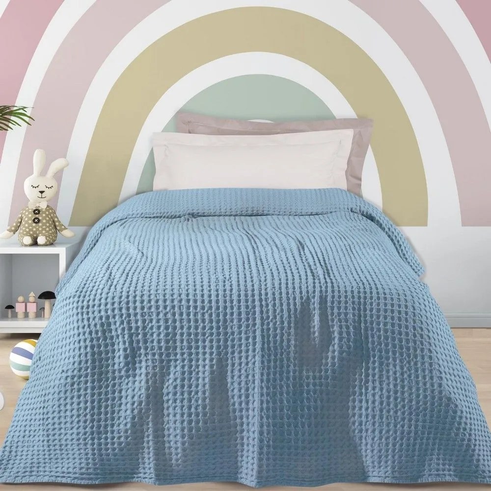 Κουβέρτα Παιδική Πικέ 1205 Light Blue Das Home Single 160x220cm 100% Βαμβάκι