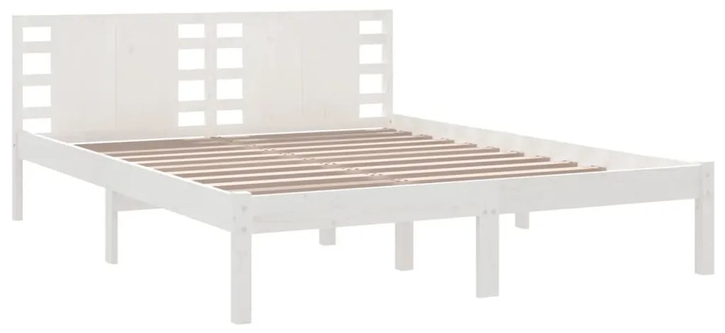 Πλαίσιο Κρεβατιού Λευκό 150 x 200 εκ. Μασίφ Ξύλο King Size 3104224