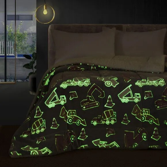 Beauty Home Κουβερτοπάπλωμα μονό φωσφοριζέ Glow Art 6269 160x220 Γκρι