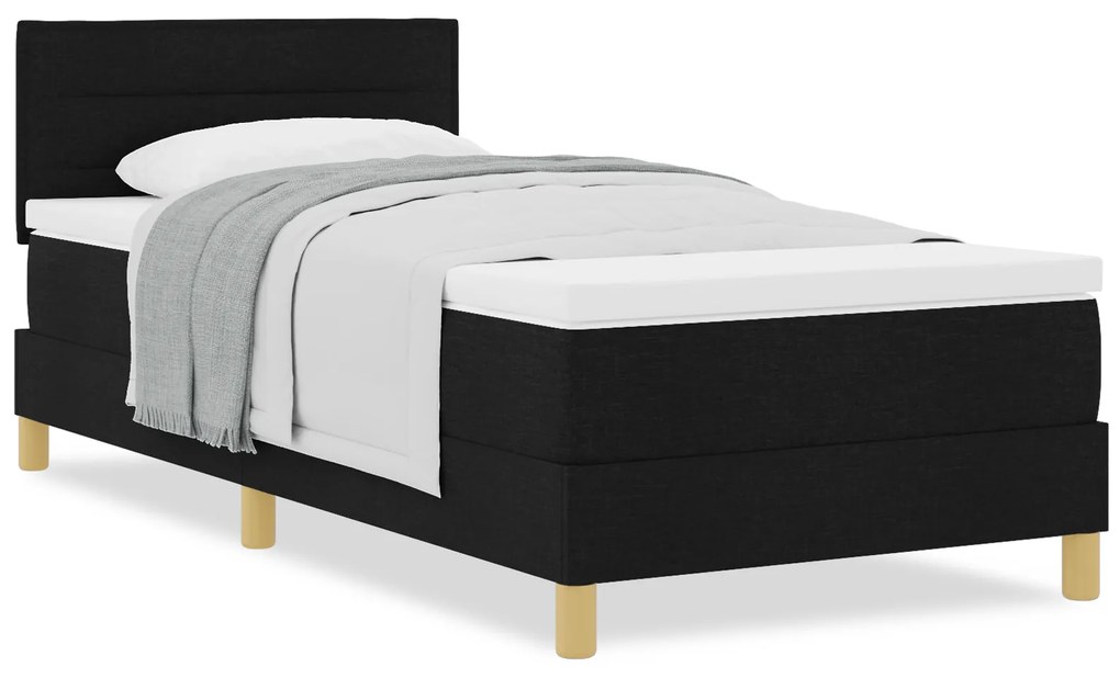 vidaXL Κρεβάτι Box Spring με Στρώμα Μαύρο 80x200 εκ Ύφασμα