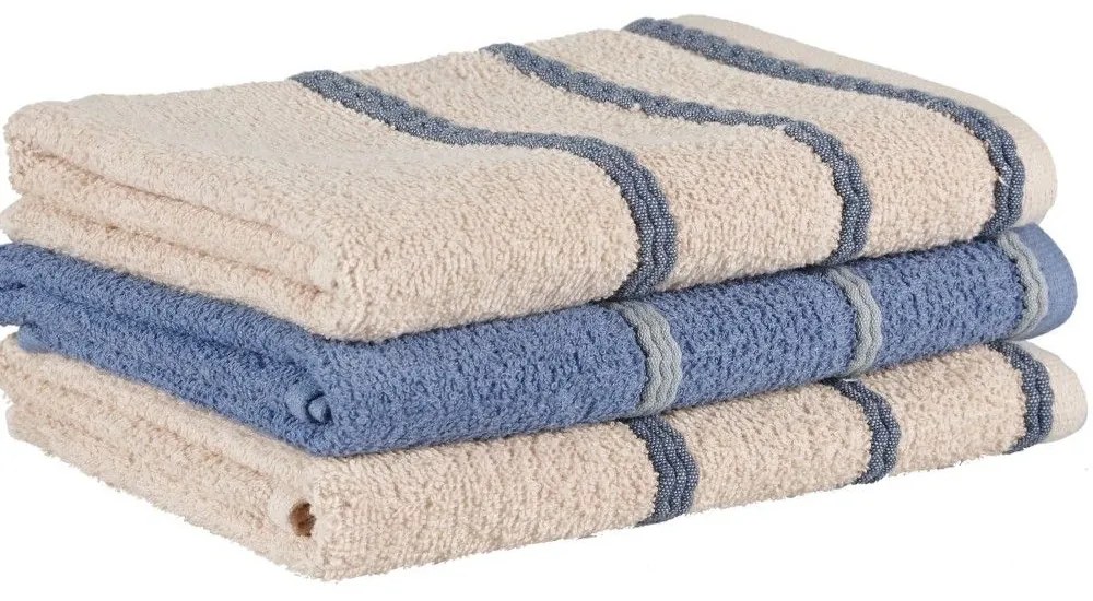 Πετσέτες Zana 26 (Σετ 3τμχ) Beige-Blue Kentia Towels Set 50x90cm 100% Βαμβάκι