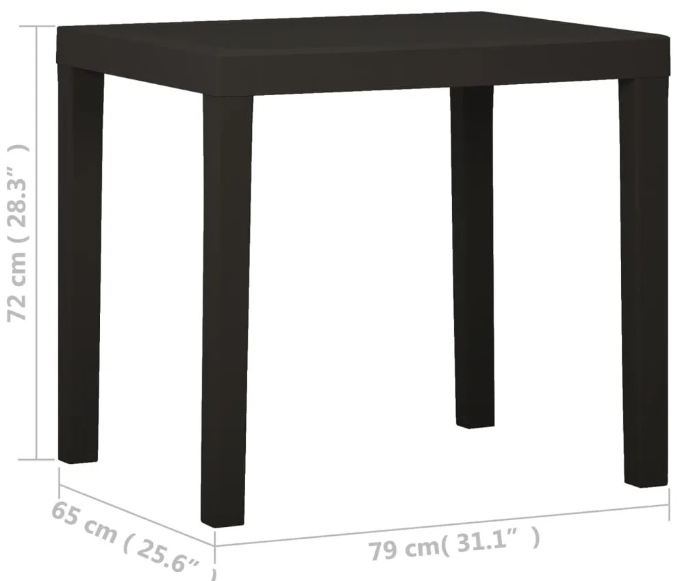 vidaXL Τραπέζι Κήπου Ανθρακί 79 x 65 x 72 εκ. από Πλαστικό