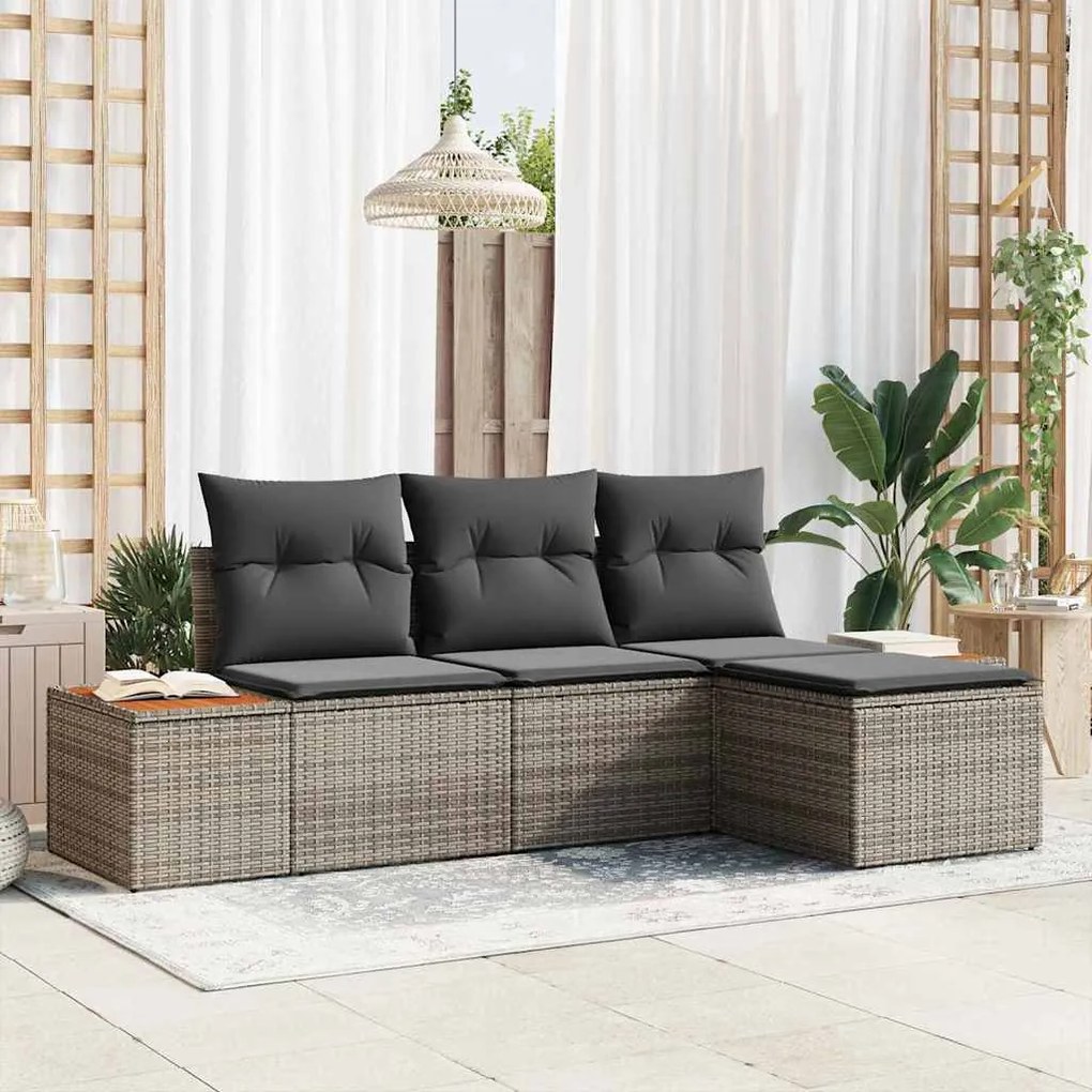 vidaXL με μαξιλάρι Ρυθμιζόμενος 4 pcs Γκρι 239 x 117 x 37 εκ