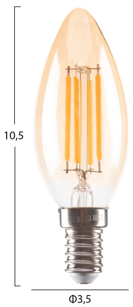 ΛΑΜΠΤΗΡΑΣ LED FILAMENT 4W E14 3000K ΧΡΥΣΟ DIMMABLE HM4048.02 - 3000K - HM4048.02