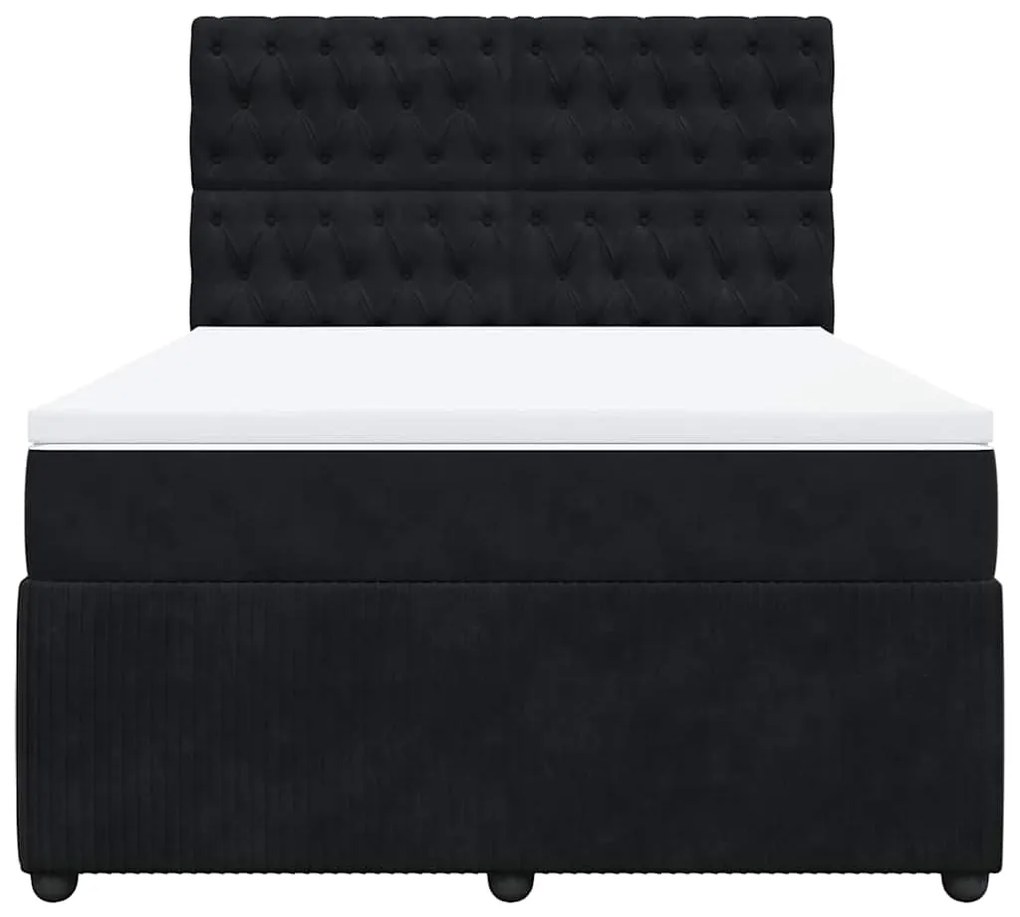 vidaXL Κρεβάτι Boxspring με Στρώμα Μαύρο 140x200 εκ. Βελούδινο