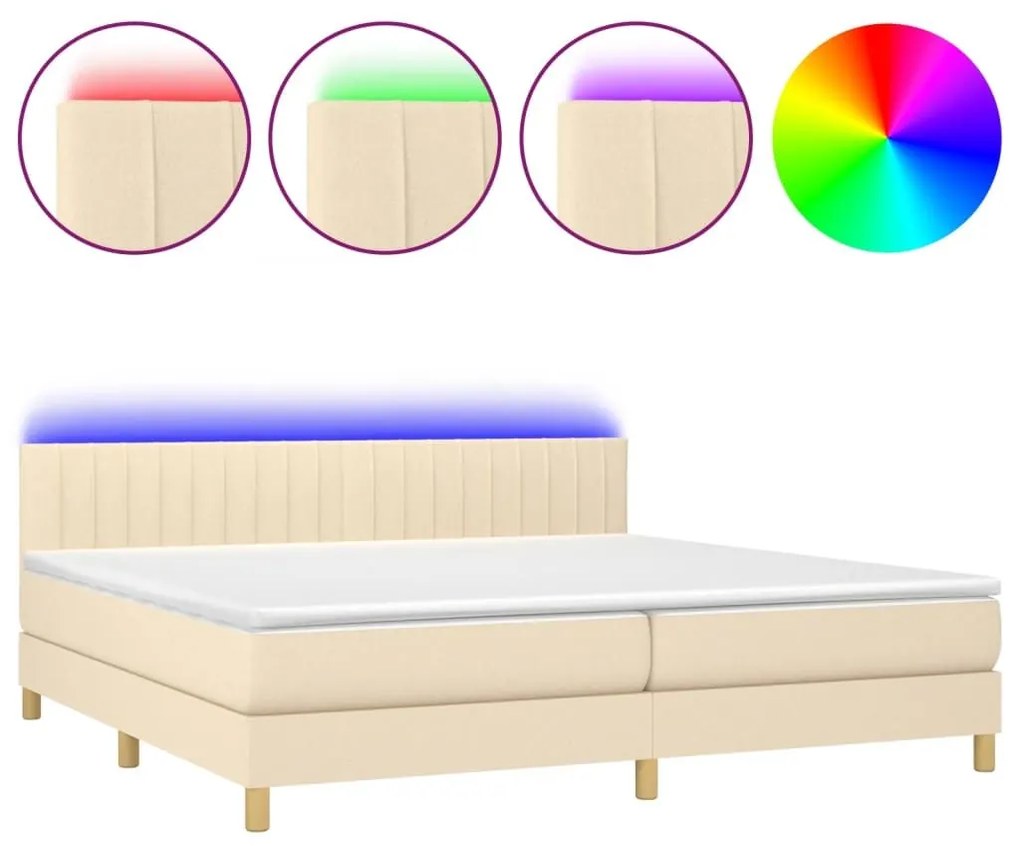 Κρεβάτι Boxspring με Στρώμα &amp; LED Σκ.Γκρι 80x200 εκ. Υφασμάτινο - Γκρι