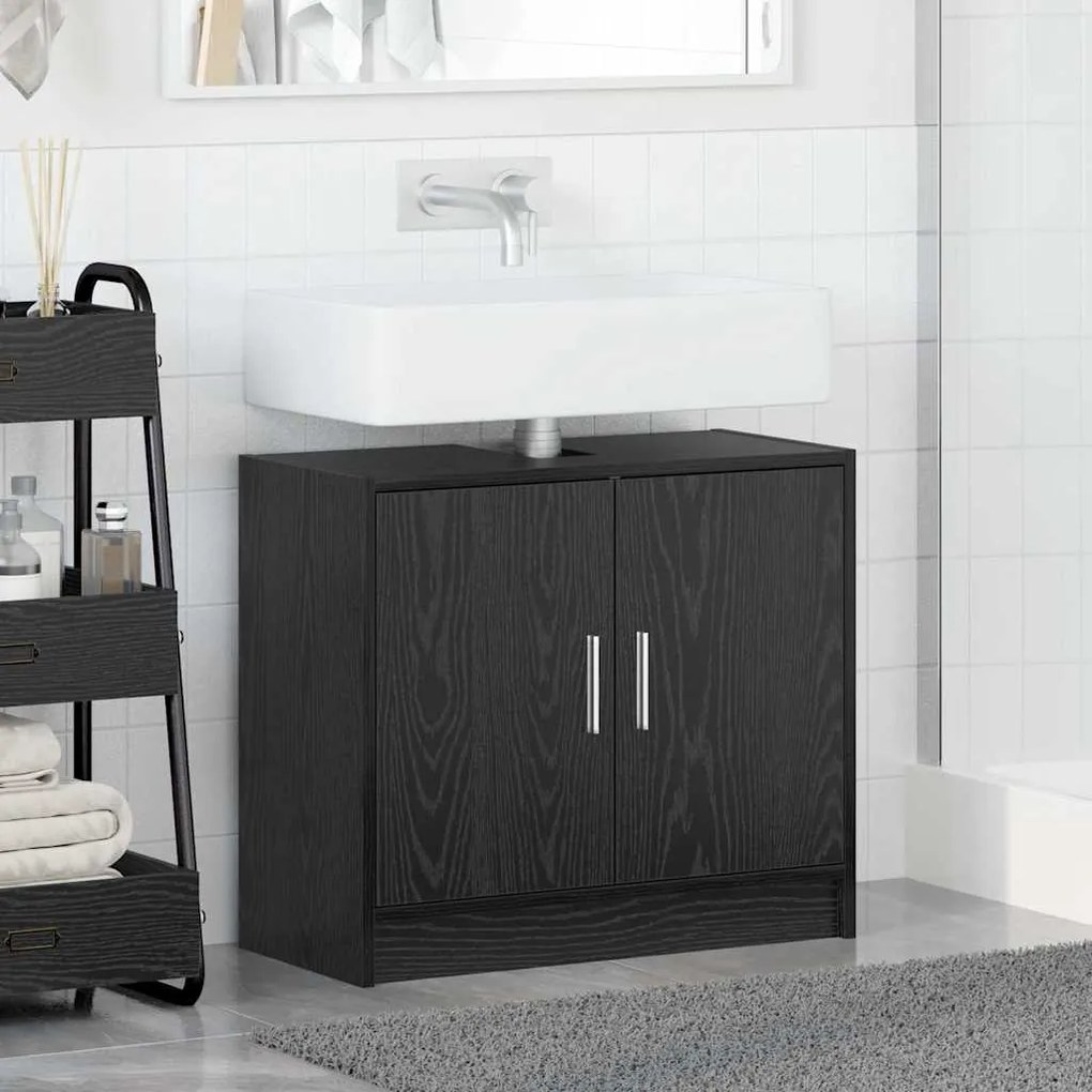 vidaXL Ντουλάπα Νιπτήρα Μαύρη Οξυά 63 x 29 x 55 cm Επεξεργασμένο ξύλο