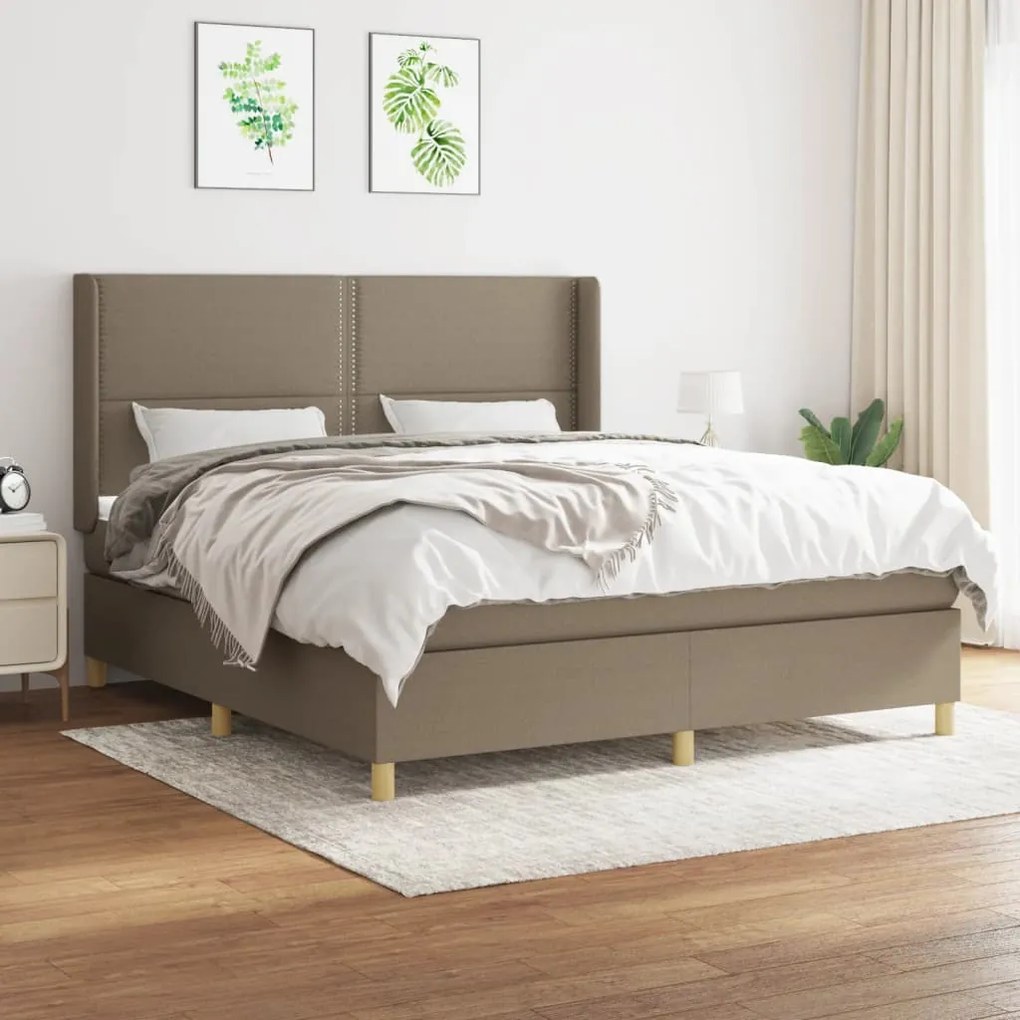 vidaXL Κρεβάτι Boxspring με Στρώμα Taupe 160x200 εκ. Υφασμάτινο