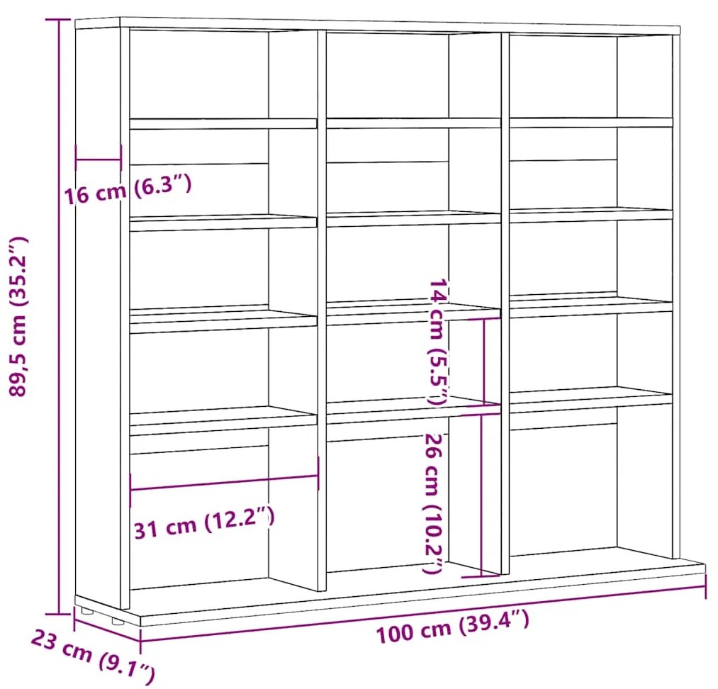 Ντουλάπι CD Παλιό ξύλο 100x23x89,5 cm Ξύλο μηχανικής κατασκευής - Καφέ