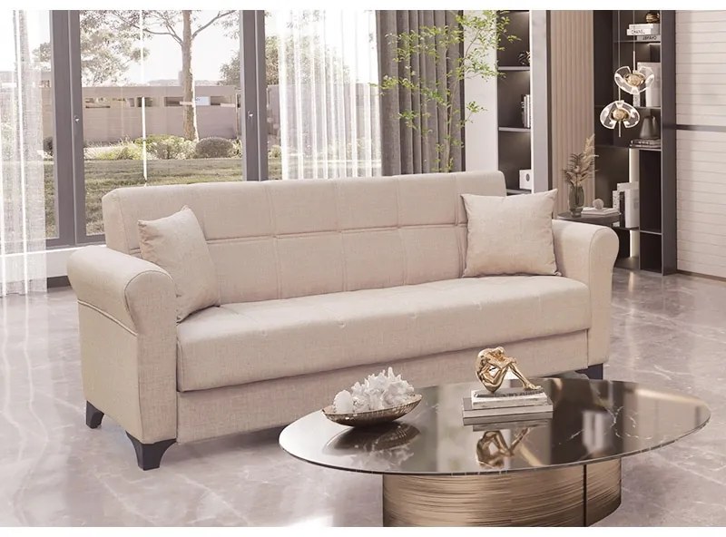 AZUR LIGHT BROWN ΥΦΑΣΜΑ 3ΘΕΣΙΟΣ ΚΑΝΑΠΕΣ/ΚΡΕΒΑΤΙ ΜΕ ΑΠΟΘ.ΧΩΡΟ