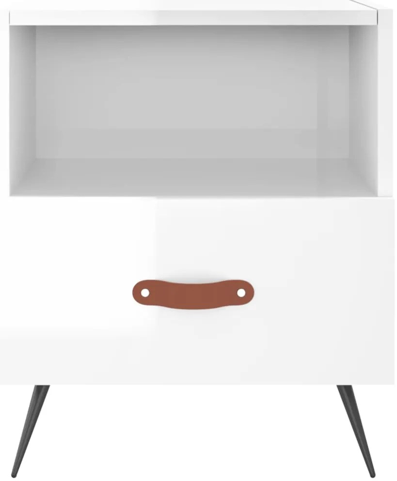 vidaXL Κομοδίνα 2 τεμ. Γυαλ. Λευκό 40x35x47,5 εκ. Επεξεργασμένο Ξύλο