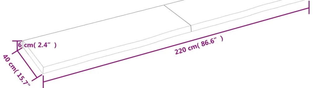 Πάγκος Μπάνιου Σκούρο Καφέ 220x40x(2-6) εκ. Επεξεργ. Μασίφ Ξύλο - Γκρι