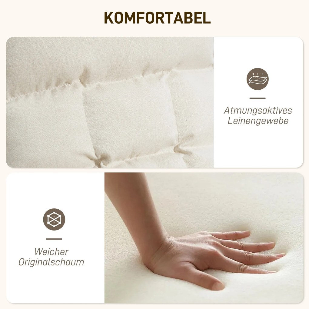 HOMCOM Πολυθρόνα-κουνιστή, πολυθρόνα με μπράτσα και ατσάλινο σκελετό, για σαλόνι, υπνοδωμάτιο, κρεμ λευκό