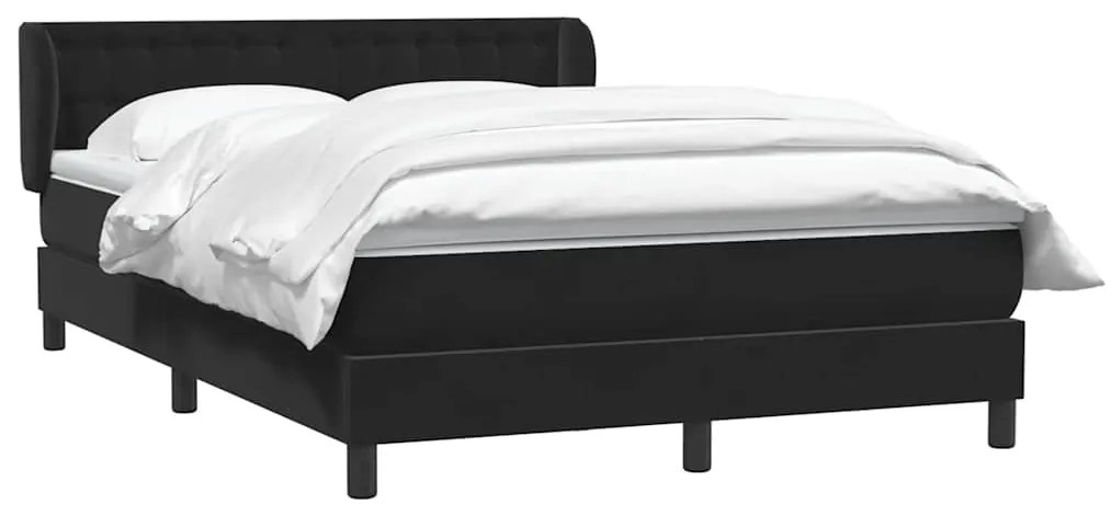 vidaXL Κρεβάτι Boxspring με Στρώμα Μαύρο 160x210 εκ. Βελούδινο