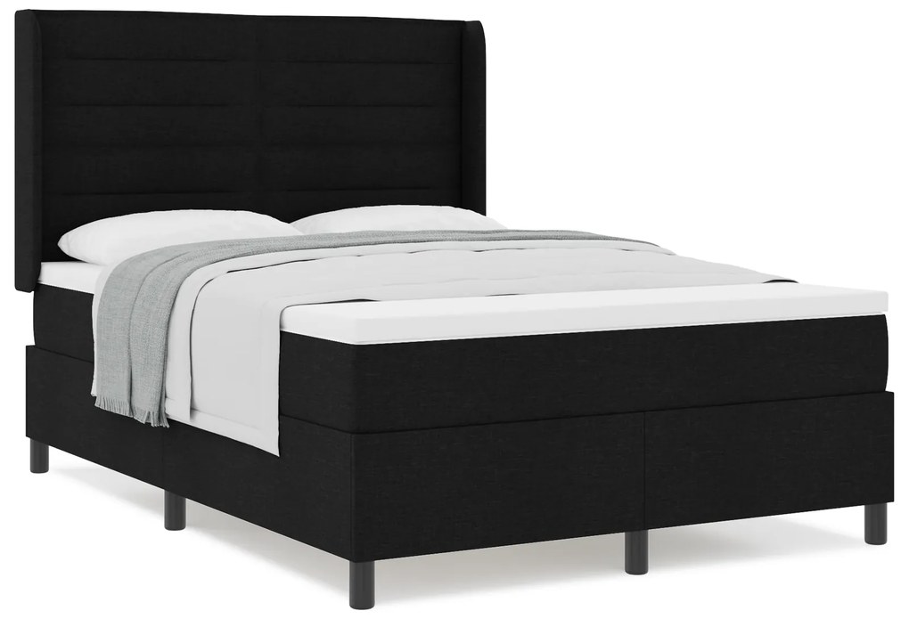 vidaXL Κρεβάτι με Στρώμα Μαύρο 140x200 εκ. Υφασμάτινο