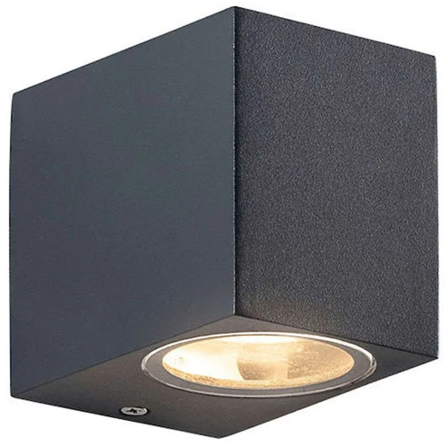 Φωτιστικό Τοίχου - Απλίκα LG2203GU10G 6,8x9,2cm 1xGU10 35W IP65 Dark Grey Aca Aluminium, Glass