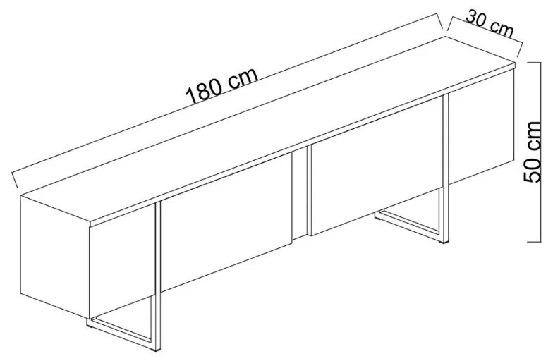 Έπιπλο τηλεόρασης Luxe Megapap χρώμα καρυδί - χρυσό 180x30x50εκ. - GP052-0117,6