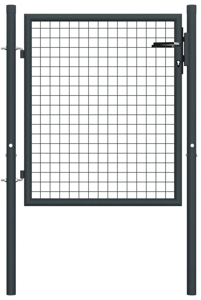 Πόρτα Περίφραξης με Πλέγμα Γκρι 100 x 125 εκ. Γαλβαν. Χάλυβας - Ανθρακί