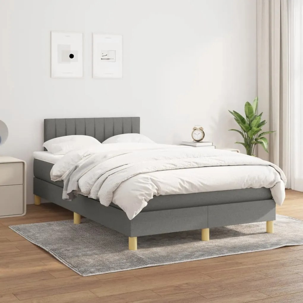 ΚΡΕΒΑΤΙ BOXSPRING ΜΕ ΣΤΡΩΜΑ ΣΚΟΥΡΟ ΓΚΡΙ 120X190 ΕΚ ΥΦΑΣΜΑΤΙΝΟ 3269787