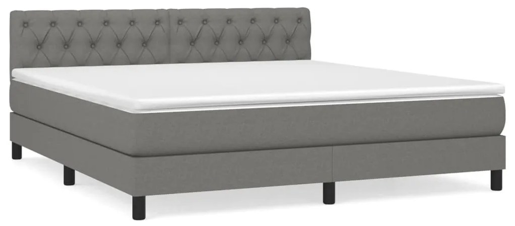 ΚΡΕΒΑΤΙ BOXSPRING ΜΕ ΣΤΡΩΜΑ ΣΚΟΥΡΟ ΓΚΡΙ 160X200 ΕΚ ΥΦΑΣΜΑΤΙΝΟ 3140306