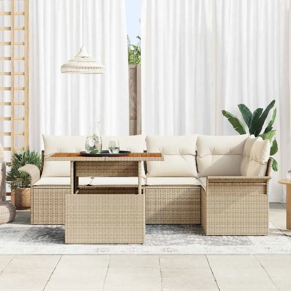 vidaXL Σετ Καναπέ Κήπου 6 pcs μπεζ και κρεμ 100 x 55 x 73 εκ