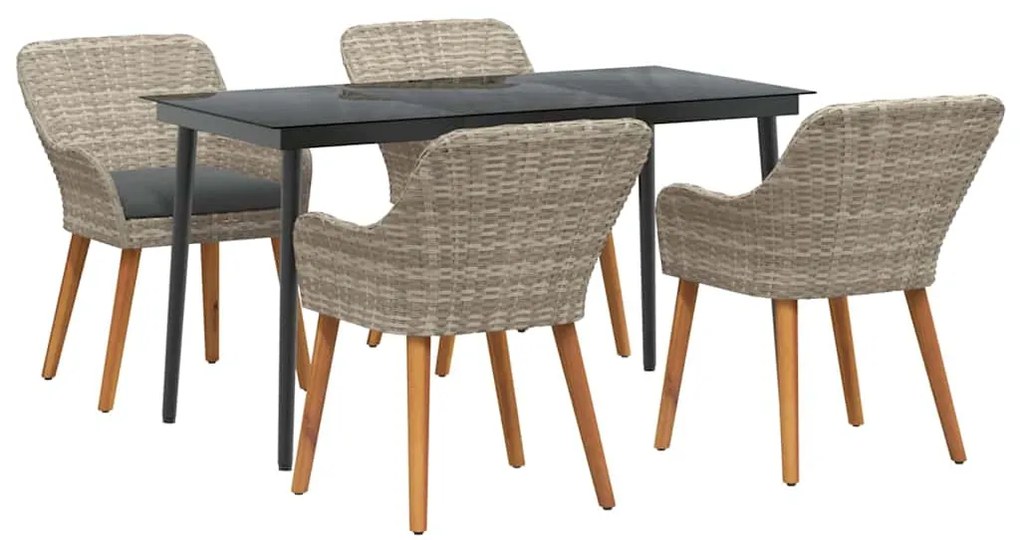 vidaXL Σέτ φαγητού για κήπο 5 pcs Ανοιχτό γκρι συνθετικό ρατάν