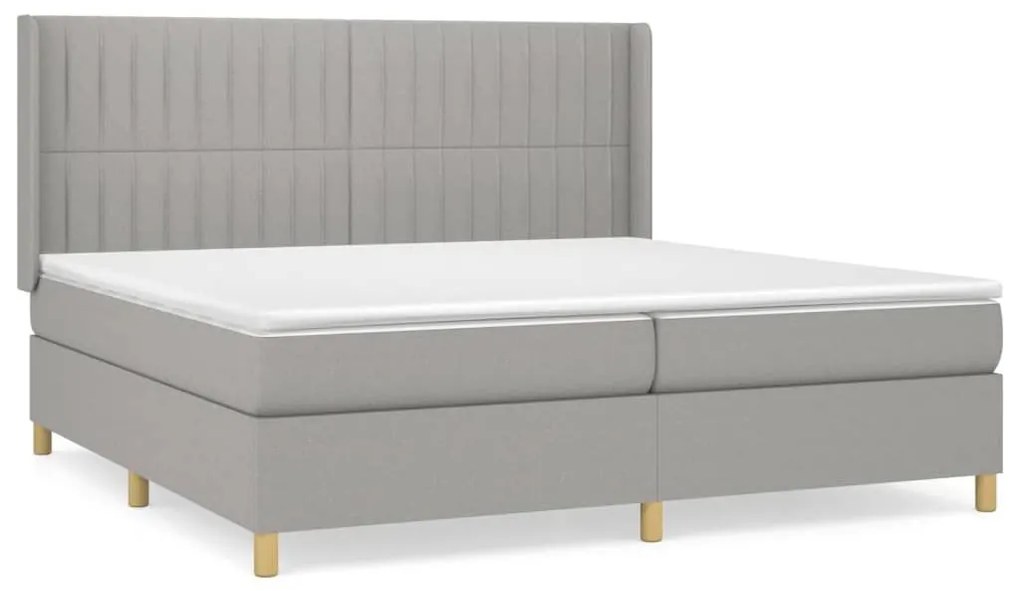 Κρεβάτι Boxspring με Στρώμα Ανοιχτό Γκρι 200x200 εκ. Υφασμάτινο - Γκρι